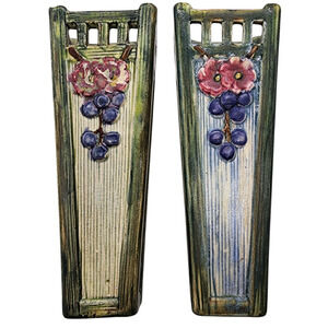 Pair (2) Vintage Weller Pottery Wall Pockets 7" Tall